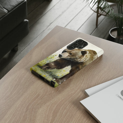 Grizzly Bear in a Field - Impact Resistant Phone Case